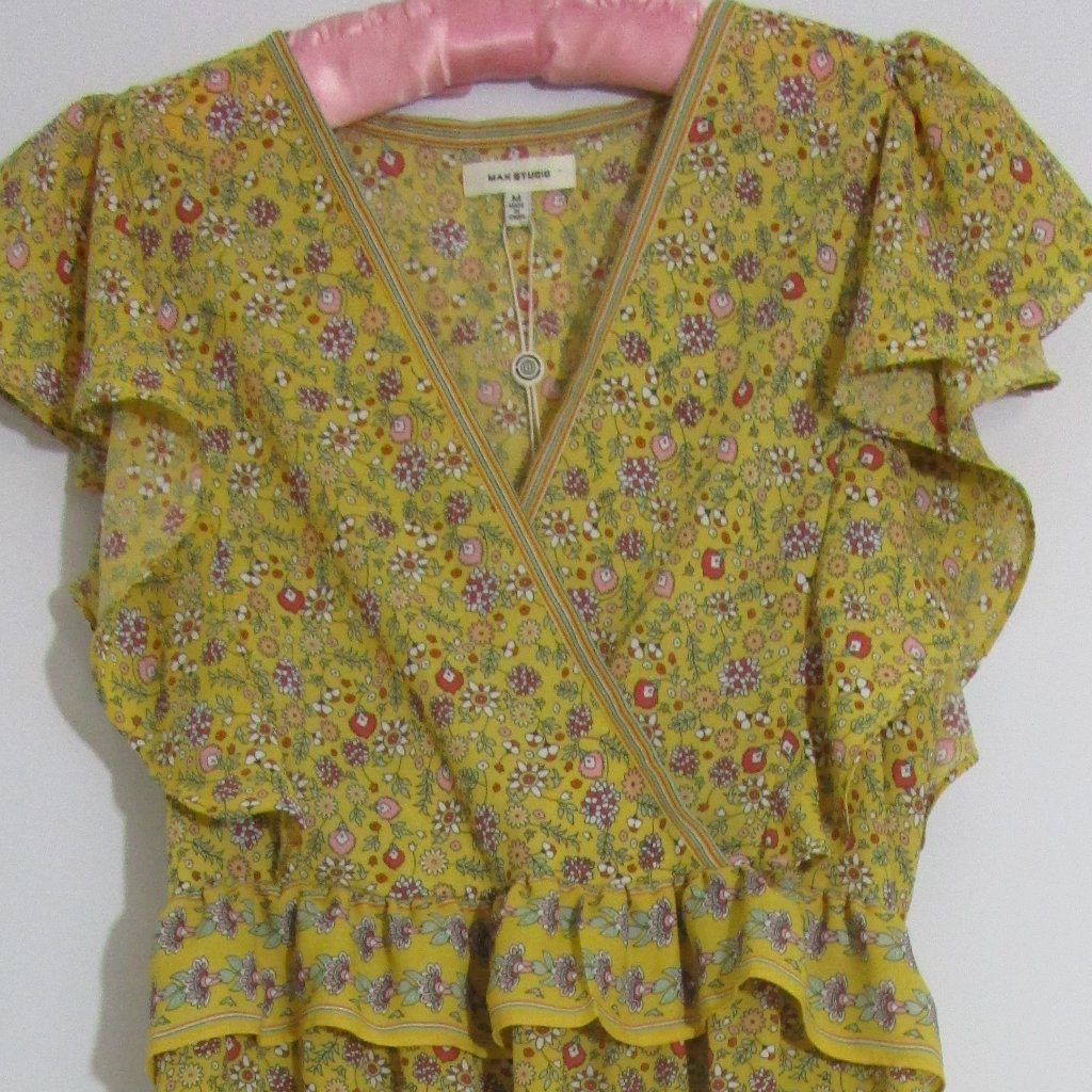 M Charming Retro 70s Ruffle Cottagecore Ditsy Print Dress